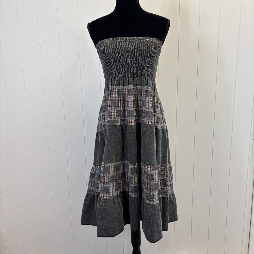 By Deep Los Angeles Boho Festival Strapless Tiered Dress Size S Cottage Hippie